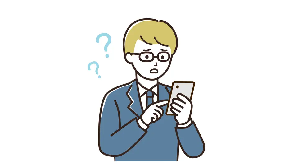 スマホ操作に悩む男性会社員