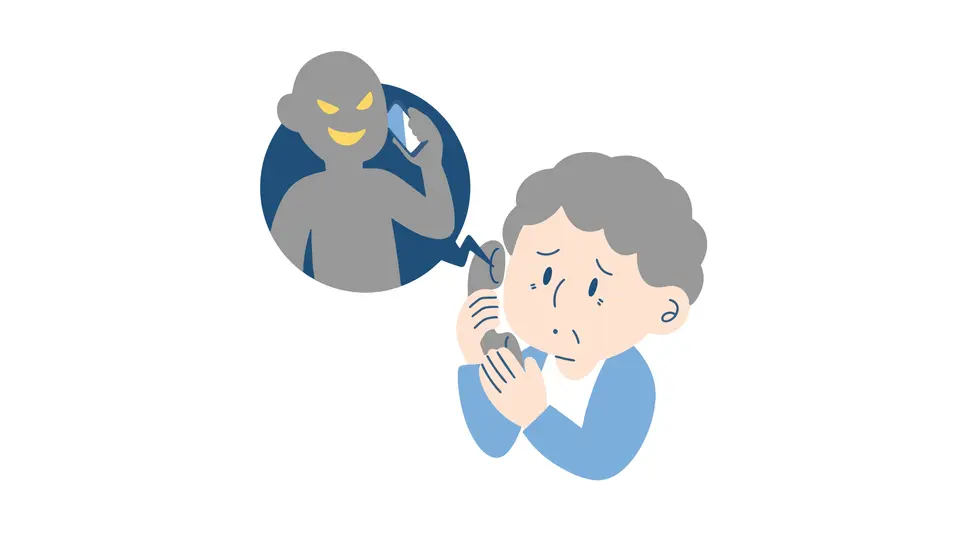 オレオレ詐欺の電話を受ける女性