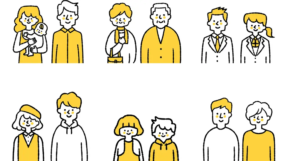色々な年代の男女二人組のセット