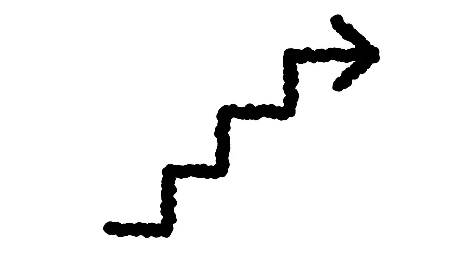 手描き風の階段状矢印