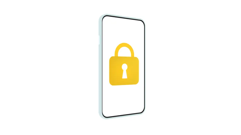 スマホ画面の南京錠(ロック) 斜め角度