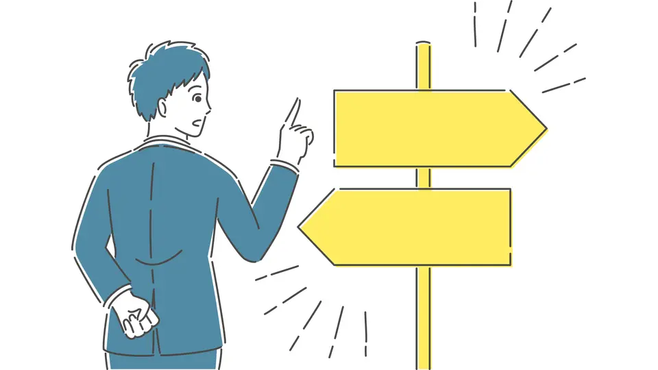 岐路に立つ男性会社員のイラスト