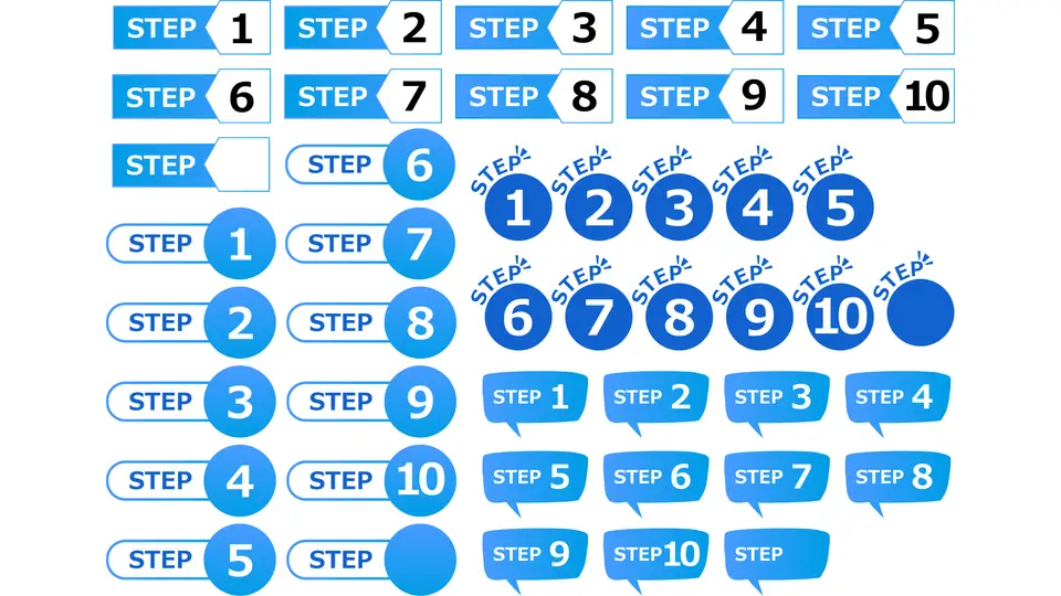 ステップイラストSTEP1～10(青)