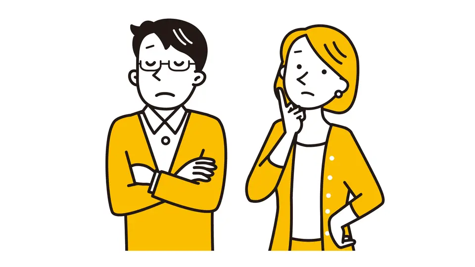 悩み考える若い夫婦
