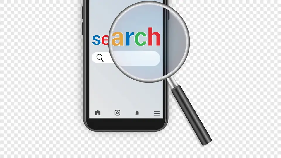 透過 スマホと虫眼鏡でインターネット検索