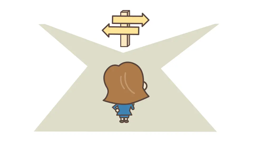 二者択一を迫られ 悩む女性