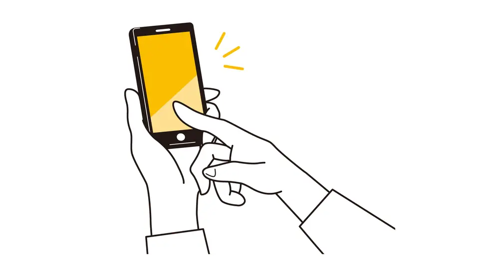 スマホをタッチする手