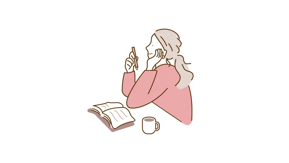 ノートにメモする女性