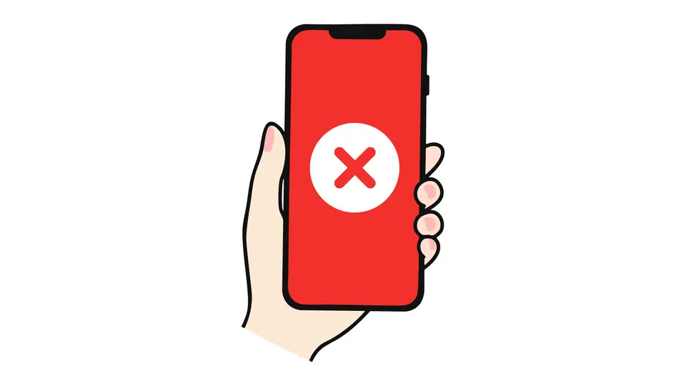 スマホにバツマーク表示のイラスト