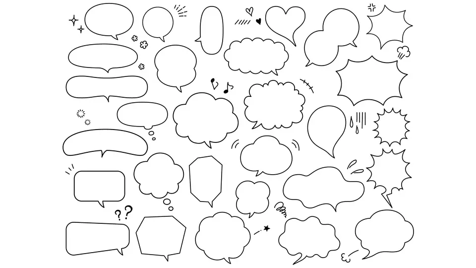 色んな気持ち吹き出し 手描き