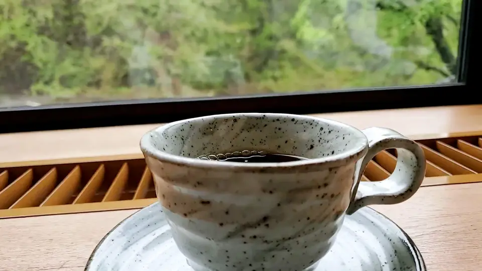 窓辺で楽しむ新緑の季節のコーヒータイム