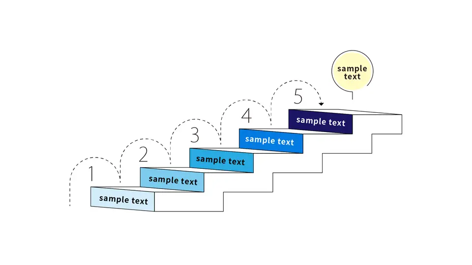5ステップの目標や成長を表す階段