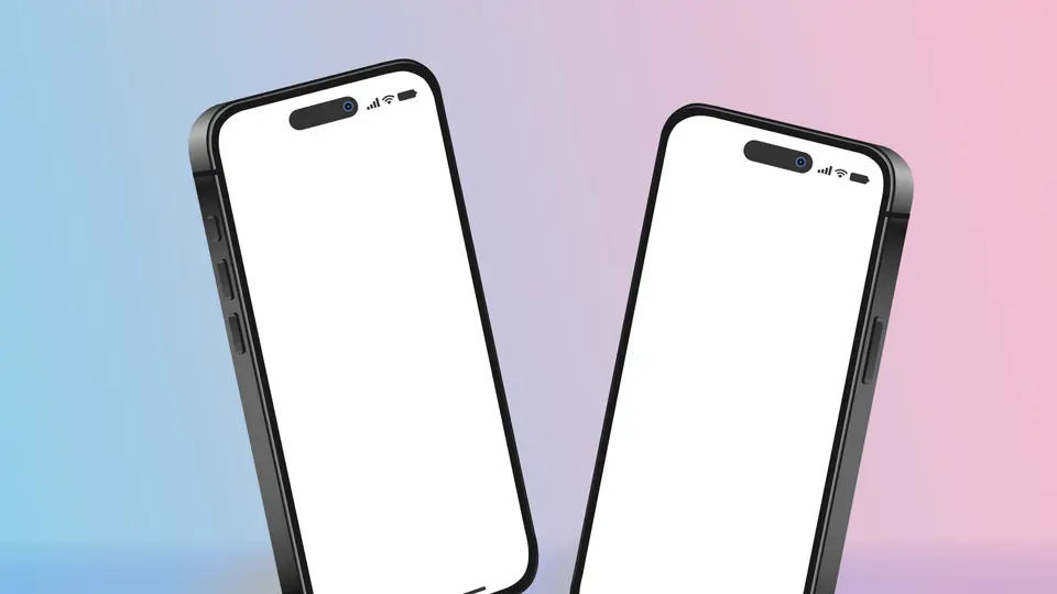 グラデーション背景のスマホフレームななめ