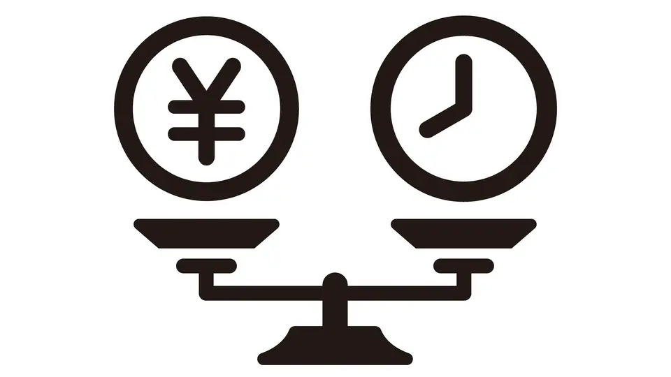 お金と時間を天秤にかけるアイコン