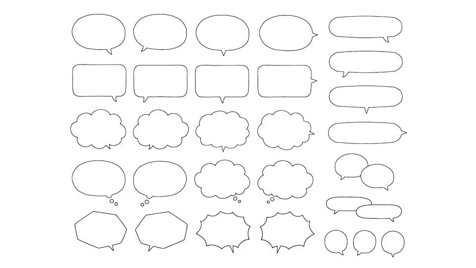 手書きのシンプル吹き出しのイラストセット